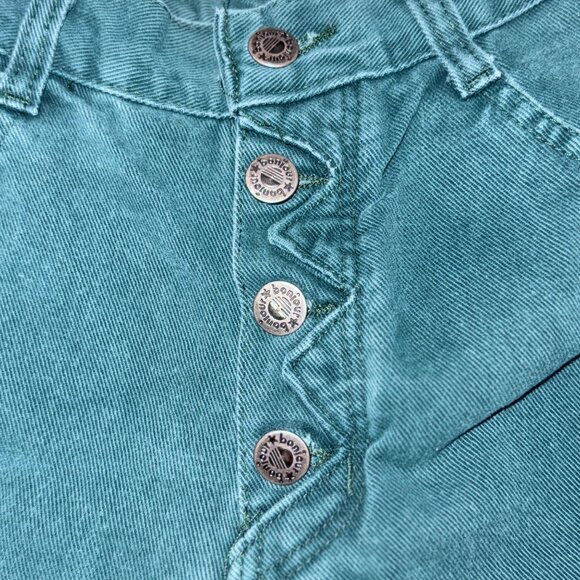 Bonjour Vintage Womens High-Waisted Button-Fly Tapered Denim Pants Green - Picture 4 of 6